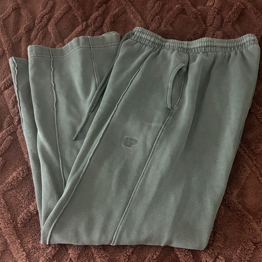 PINK Victoria's Secret Sweatpants‎ Womens XS Green Wide Leg Fleece